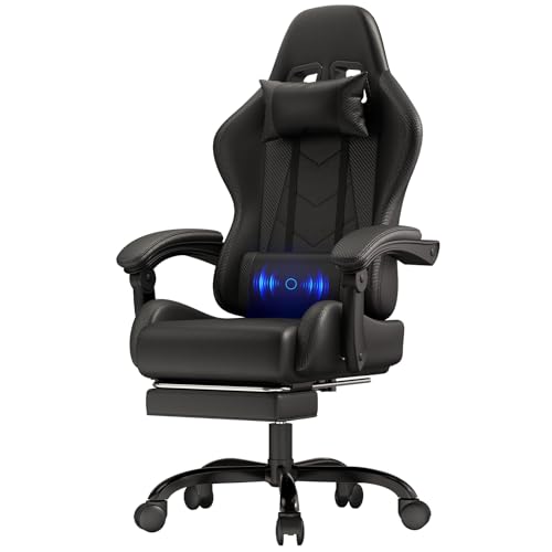 JUMMICO Sedia da Gaming e Ufficio Ergon con Cuscino Lombare Massaggiante e Poggiapiedi