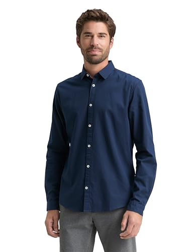 TOM TAILOR Camicia Elasticizzata con Motivo, Uomo, B