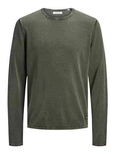 JACK & JONES Maglione Uomo Scollo Rotondo Tinta Unita Oliva impolverato