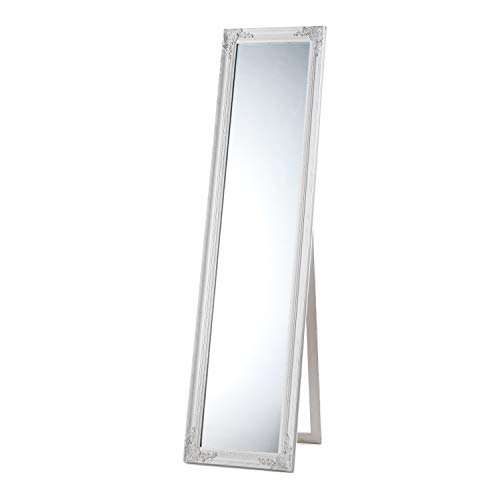 Baroni Home Montemaggi Specchio Terra Inclinabile Legno Bianco Shabby 40x160 cm