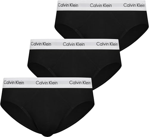 Calvin Klein Uomo Slip Hipster in Cotone Elasticizzato, Confezione da 3, Nero, Taglia M