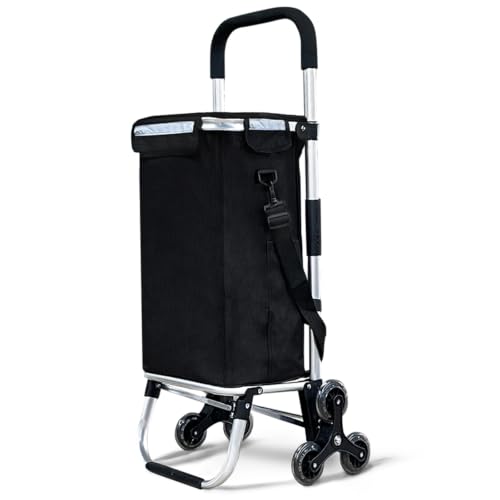 VOUNOT® Carrello Spesa Pieghevole in Alluminio, Carrello Portaspesa 6 Ruote con Borsa Termico, 58 L