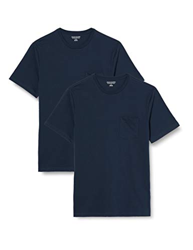 Amazon Essentials T-Shirt Uomo con Tasca, Pacco da 2, Blu Marino