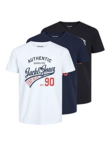 Jack & Jones Jjethan Tee SS Crew Neck 3pk T-Shirt Uomo, Confezione da 3