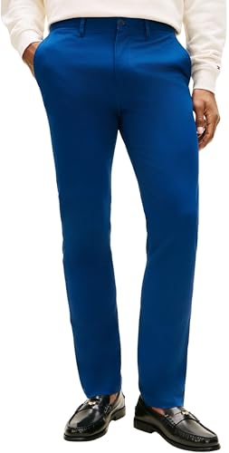 Tommy Hilfiger Uomo Pantaloni Chino Core Denton Essential Twill Straight Fit Blu