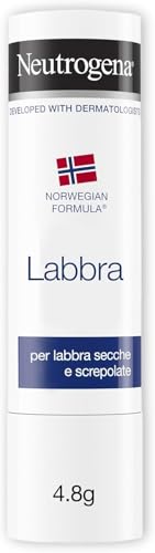 Neutrogena Formula Norvegese Balsamo Labbra Stick, Burrocacao protettivo per labbra secche e screpolate, Burro cacao idratante arricchito con Glicerina concentrata