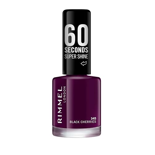 Rimmel 60 Seconds Super Shine Smalto Asciugatura Rapida 8 ml, 345 Black Cherries