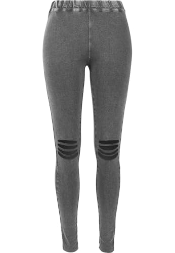 URBAN CLASSICS Leggings Donna Elasticizzati Ottica Jeans Taglio alle Ginocchia Vita Bassa