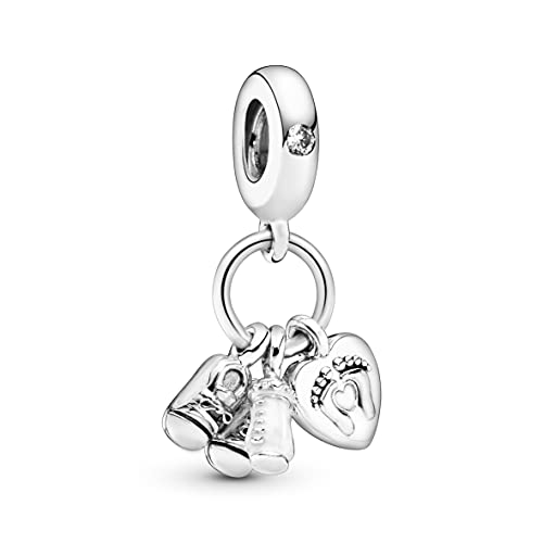 Pandora Nuckelflasche und Babyschuhe Charm-Anhänger 798106CZ