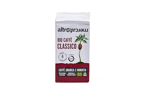 ALTROMERCATO – Biocaffè classico macinato per moka – caffè biologico arabica e robusta – da commercio equo e solidale, America Latina e India – gusto intenso ed equilibrato– 250 g