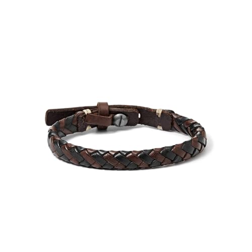 Fossil Bracciale da uomo in pelle o acciaio inossidabile con chiusura