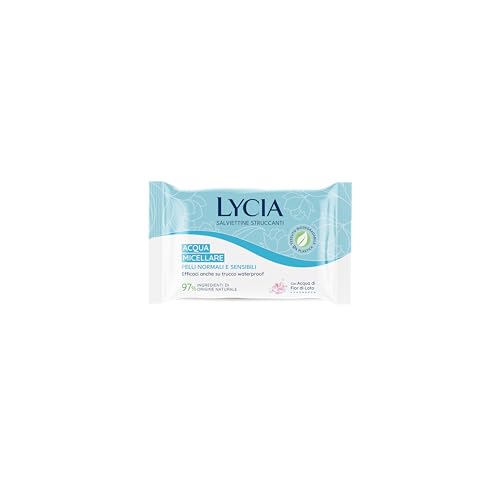 Lycia Salviette Struccanti Acqua Micellare 3 in 1 Eco Tessuto Biodegradabile, 20 pezzi