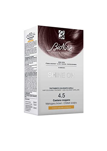 Bionike Shine On - Trattamento Colorante Capelli N.4.5 Castano Mogano, Kit Tinta per Cute Sensibile Senza Ammoniaca, Azione Nutriente e Protettiva, Dona un Colore Brillante, Copre i Capelli Bianchi
