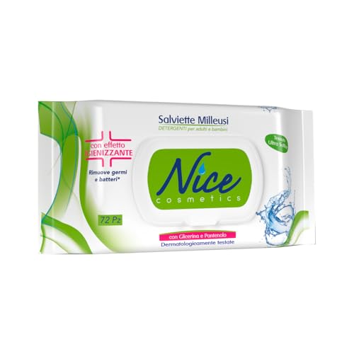 Nice Salviette Milleusi Igienizzanti con Glicerina e Pantenolo, 72 pezzi