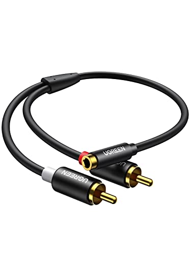 UGREEN Cavo Audio RCA Jack 3,5mm Adattatore 2RCA Maschio a 3.5mm Femmina (25cm)