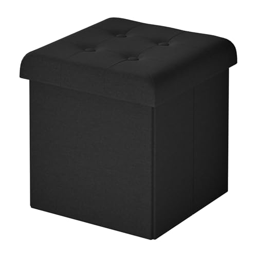 WOLTU Pouf con Contenitore Pieghevole 30x30x30 cm Nero