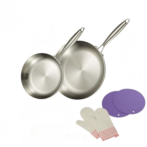SanheKit Set padelle acciaio inox 3 strati 24/30 cm