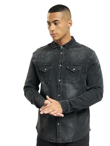 Brandit Riley Denim Shirt Long Sleeve Uomo