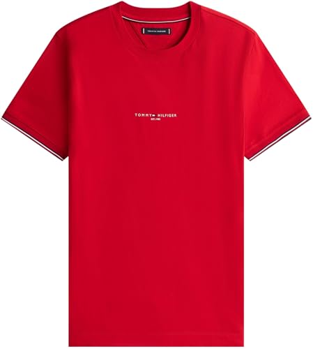Tommy Hilfiger T-Shirt Uomo Maniche Corte Tipped Tee Scollo Rotondo, B