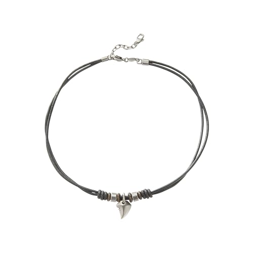 Fossil Uomo Collana in Pelle con Chiusura a Moschettone