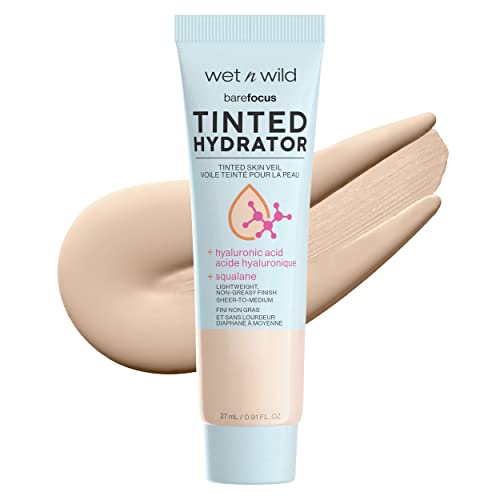 Wet n Wild, Bare Focus Tinted Hydrator, Crema Viso Colorata Idratante con Acido Ialuronico e Squalano Vegano, Texture Leggera, Copertura Media e Finish Matte Luminoso