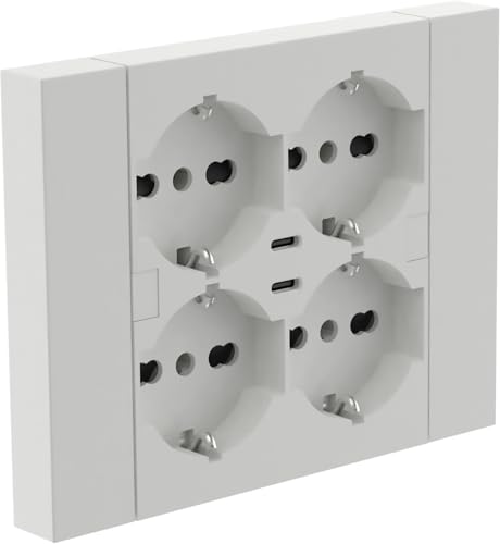 Electraline 22107 Multipresa da incasso Quadra 4 Posti + 2 USB-C