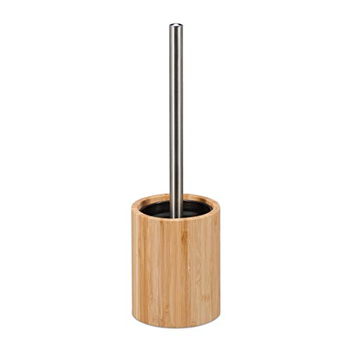 Relaxdays Scopino WC Silicone Antibatterico con Portascopino Bambù