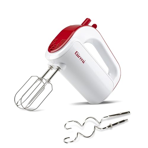 Girmi SB02 Sbattitore Elettrico, 170W, Sbattitori Inox per montare panna ed albumi, Funzione Turbo, Ganci Inox per impasti dolci e salati, 5 Velocità