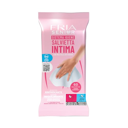 FRIA Senior Salviette Intime Rosa Centifolia e Tiglio 60 Pezzi