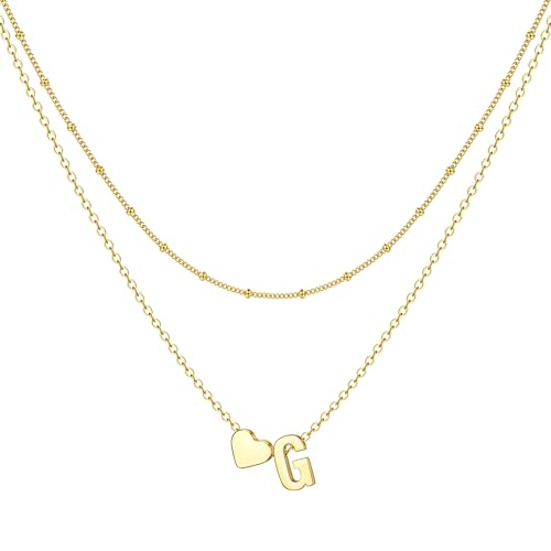 BodyBonita Collana con Cuore Iniziale a Strati - Delicata Collane con Lettera