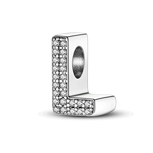 TINSLO Ciondolo Argento 925 Lettere con Cubic Zirconia per Braccialetti