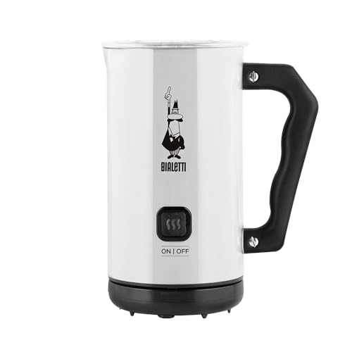Bialetti Milk Frother Elettrico Montalatte Cappuccino, 150/300 ml, Bianco