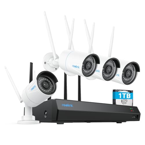 Reolink RLK12-500WB4 Kit Videosorveglianza WiFi 5MP 4 Telecamere Esterno + NVR 12 Canali 1TB