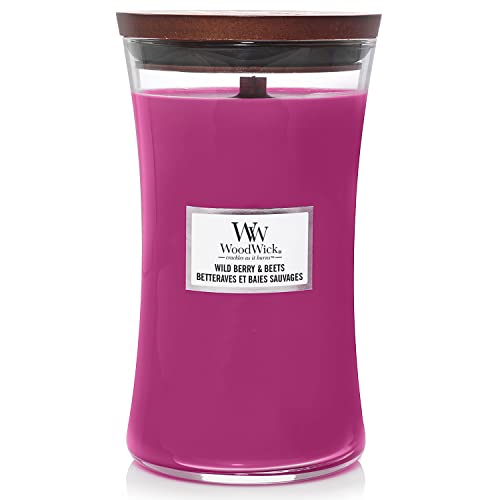 WoodWick Candela Grande Profumata con Stoppino Scoppiettante, Fragranza Wild Berry & Beets