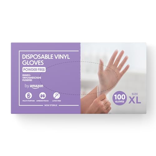 Guanti Monouso in Vinile Senza Polvere, Taglia XL, Confezione da 100