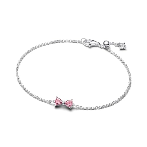 PANDORA Bracciale da donna con fiocco rosa, argento 594234C01