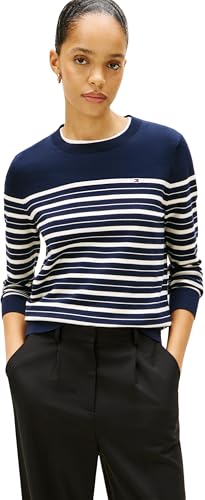 Tommy Hilfiger Co Jersey Stitch C-Nk LS Swt Ww0Ww44984, Maglione Pullover, Donna, B