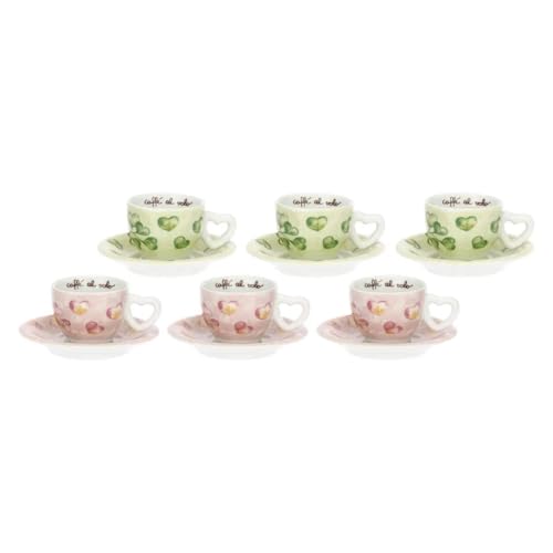 THUN Set 6 tazzine espresso porcellana Cuori in Fiore
