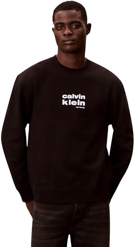 Calvin Klein Felpa Uomo in Fleece Morbido con Grafica Retrò