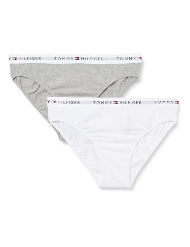 Tommy Hilfiger Bambina Slip Confezione da 2 con Fascia con Logo, Multicolore (Light Gry Heather/White)