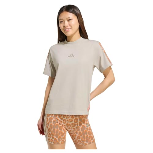 adidas Femme Seasonal Essentials Leopard Print T-Shirt with 3-Stripes
