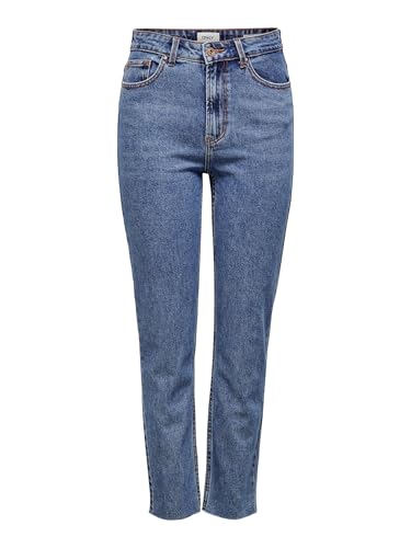 Onlemily Hw St Raw Jns Db Mae 0005 Noos Jeans straight Donna, Blu Dark Blue Denim