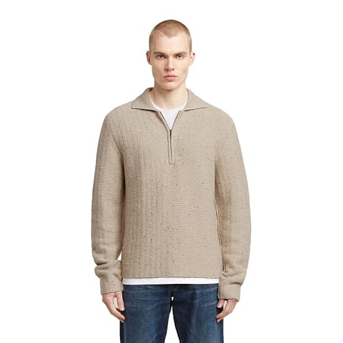 G-STAR Polo Collar Half Zip Knit Beige