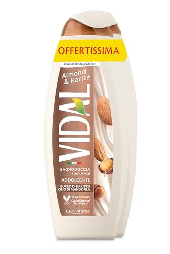 Vidal Bagnoschiuma Almond & Karité, 2 Flaconi da 600ml