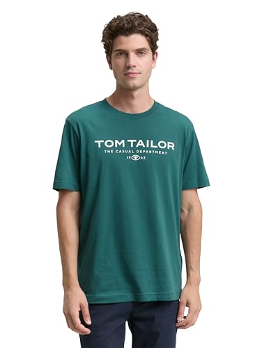 TOM TAILOR Maglietta da Uomo in Cotone con Logo Stampato