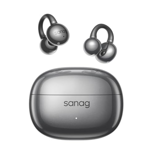 SANAG Z60S Cuffie Open Ear Bluetooth 5.4, Design a Clip, 50 Ore Autonomia, IPX4