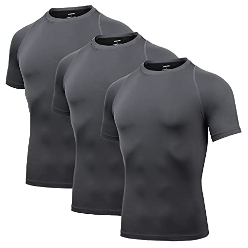 AMZSPORT Maglietta a Compressione Uomo Maniche Corte per Allenamento e Corsa