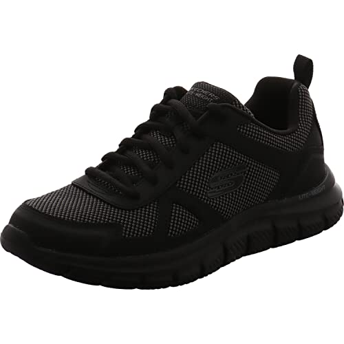Skechers Track Bucolo, Scarpe running Uomo, Black Leather Mesh Trim