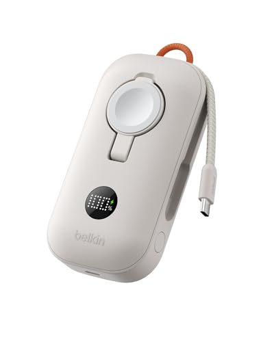 Belkin BoostCharge Pro Power Bank 10000mAh con Caricatore per Apple Watch, Cavo USB-C e Display Digitale, 45W