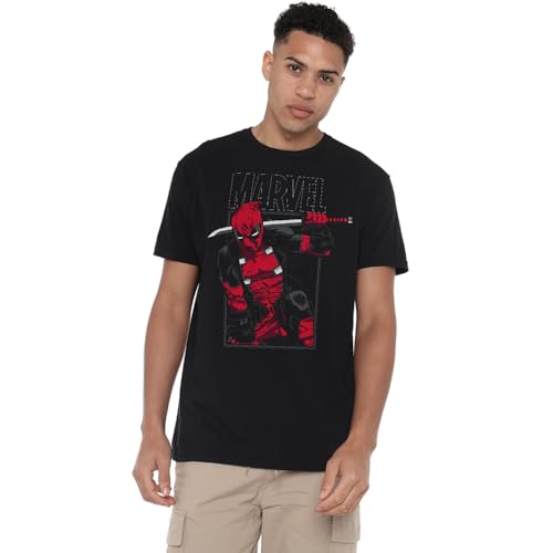 Marvel Men's Deadpool Sword T-Shirt, Black